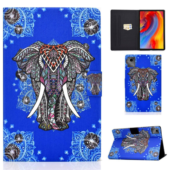For Lenovo Tab M11 / Xiaoxin Pad 11 2024 Electric Pressed Colored Drawing Smart Leather Tablet Case(Ethnic Elephant)