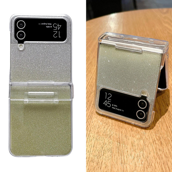 For Samsung Galaxy Z Flip4 5G Skin Feel PC Flash Paper Shockproof Phone Case(Green Silver Gradient)