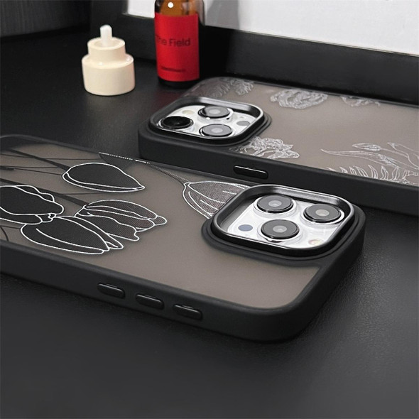 For iPhone 13 Pro Max Skin Feel Matte TPU+PC Shockproof Phone Case(Tulip)