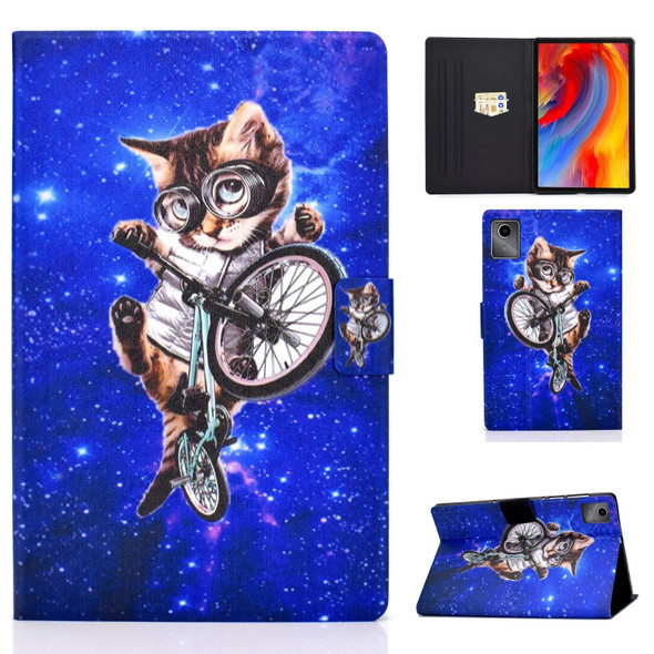 For Lenovo Tab M11 / Xiaoxin Pad 11 2024 Electric Pressed Colored Drawing Smart Leather Tablet Case(Glasses Cat)