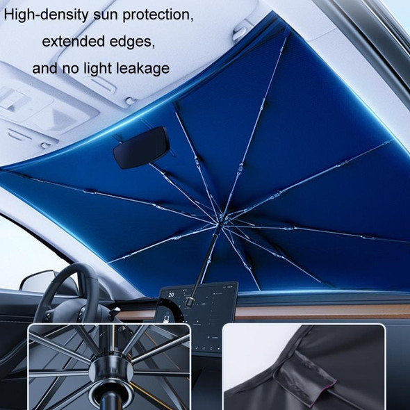 140x79cm Car Front Gear Opening Style Insulated Sun Protection Parasol(Blue Base Cloth)