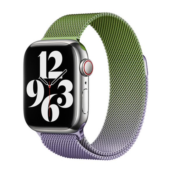 For Apple Watch 42mm Milan Gradient Loop Magnetic Buckle Watch Band(Purple Green)