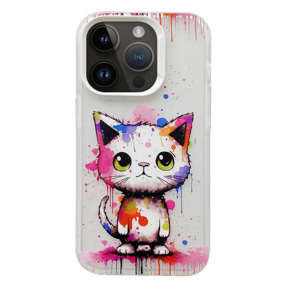 For iPhone 12 Pro Max Painted Color Ink Animals TPU Phone Case(Graffiti Cat)