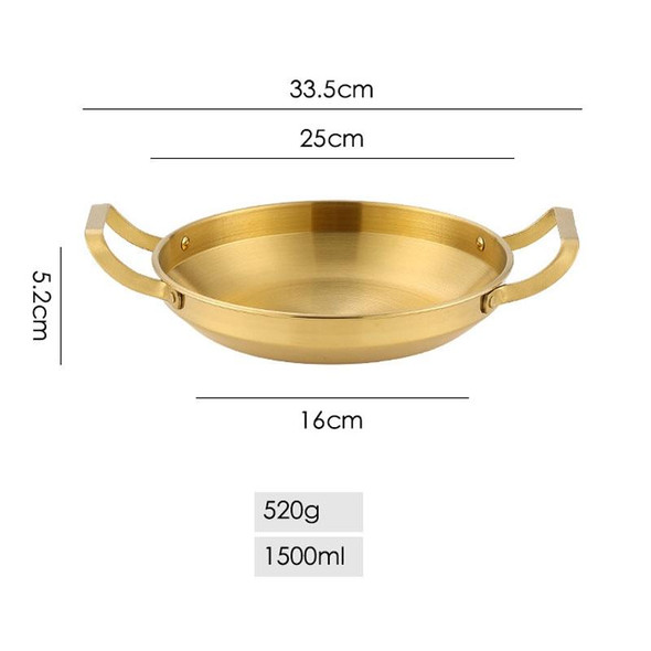 Thickened Stainless Steel Double Ears Pan Seafood Rice Pan Fried Chicken Tray, Size: 24cm Golden