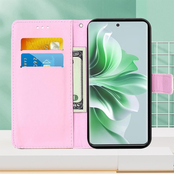 For OPPO Reno11 5G Global Colored Drawing Pattern Plain Weave Leather Phone Case(Baby Panda)