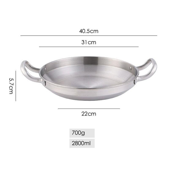 Thickened Stainless Steel Double Ears Pan Seafood Rice Pan Fried Chicken Tray, Size: 30cm Silver