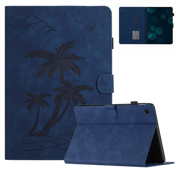 For Lenovo Tab M10 3rd Gen Coconut Tree Embossed Smart Leather Tablet Case(Blue)