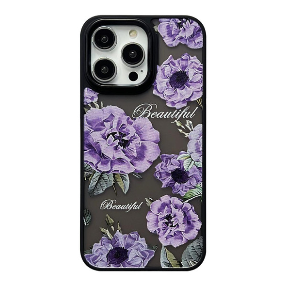 For iPhone 14 Pro Max Skin Feel Matte TPU+PC Shockproof Phone Case(Purple Flower)