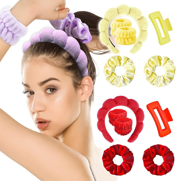 6 In 1 Spa Headbands Hair Claw Clips Set For Women Girls Facial Makeup Turban(Black)