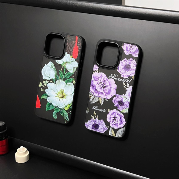 For iPhone 15 Pro Skin Feel Matte TPU+PC Shockproof Phone Case(Purple Flower)