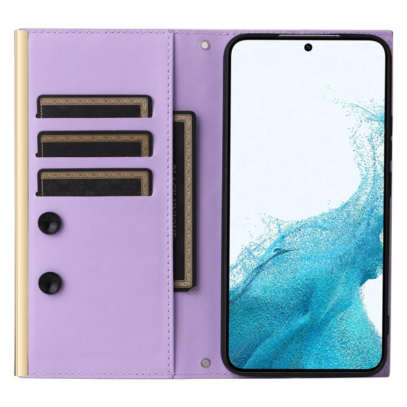 For Samsung Galaxy S21 5G Crossbody Rhombic Sucker Leather Phone Case(Purple)