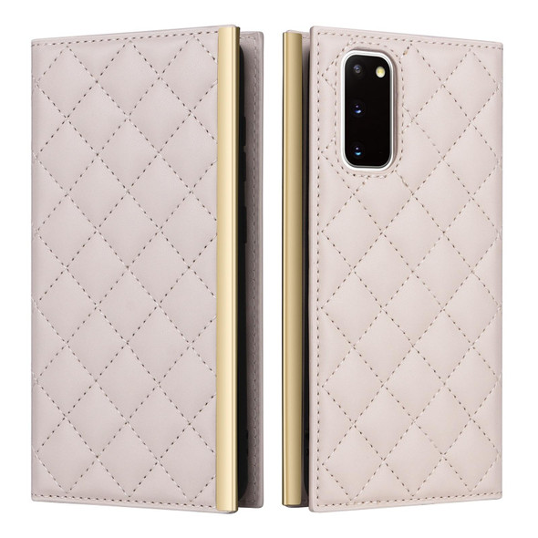 For Samsung Galaxy S20+ Crossbody Rhombic Sucker Leather Phone Case(White)