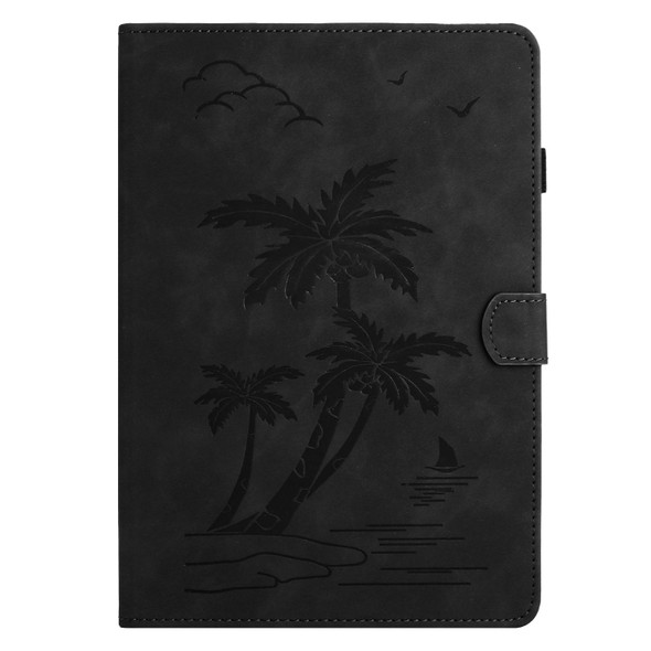 For Samsung Galaxy Tab A 9.7 T550/T555C Coconut Tree Embossed Smart Leather Tablet Case(Black)