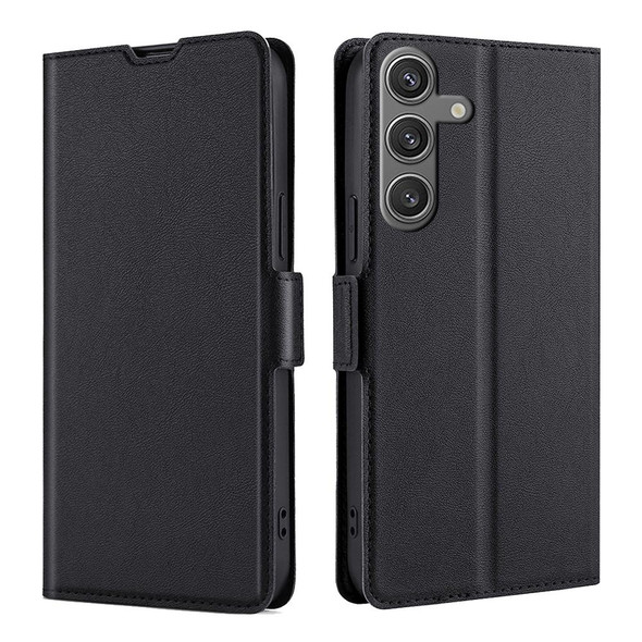 For Samsung Galaxy S24 5G Ultra-thin Voltage Side Buckle Horizontal Flip Leather Phone Case(Black)