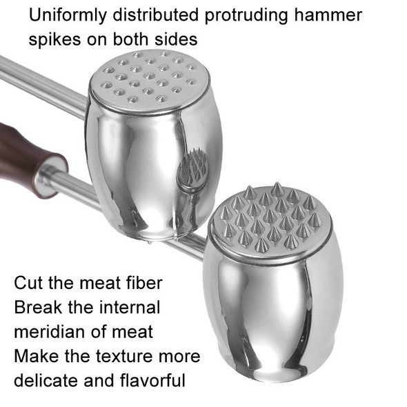 304 Stainless Steel Beef Hammer Thickened Solid Knocker Kitchen Double Sided Meat Looser, Handle: Aluminum