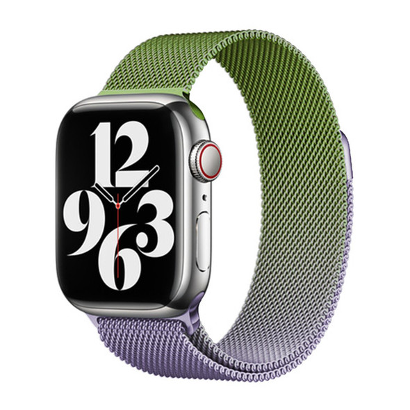 For Apple Watch SE 44mm Milan Gradient Loop Magnetic Buckle Watch Band(Purple Green)