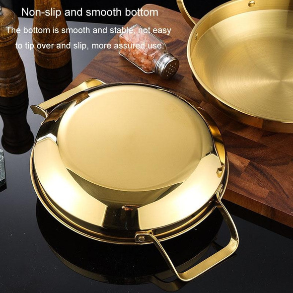 Thickened Stainless Steel Double Ears Pan Seafood Rice Pan Fried Chicken Tray, Size: 22cm Silver