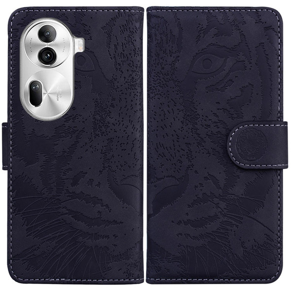 For OPPO Reno11 Pro 5G Global Tiger Embossing Pattern Flip Leather Phone Case(Black)