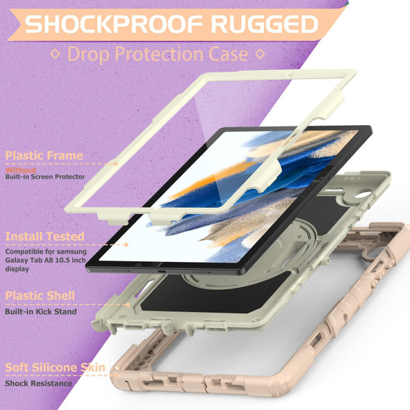 Samsung Galaxy Tab A8 10.5 2021 Shockproof Beige Silicone + PC Tablet Protective Case(Rose Gold)