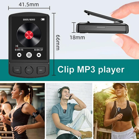 128GB 1.8-Inch Color Screen Recording MP3/MP4 Sports Bluetooth Walkman With Back Clip