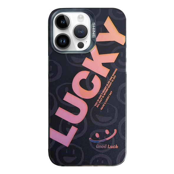 For iPhone 14 Pro Max Colorful Pattern TPU + PC Phone Case(LUCKY)