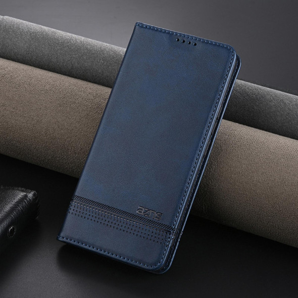 For Honor Magic6 AZNS Magnetic Calf Texture Flip Leather Phone Case(Dark Blue)