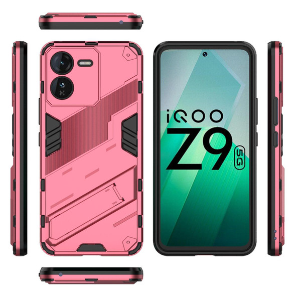 For vivo iQOO Z9 5G Punk Armor 2 in 1 PC + TPU Phone Case with Holder(Light Red)