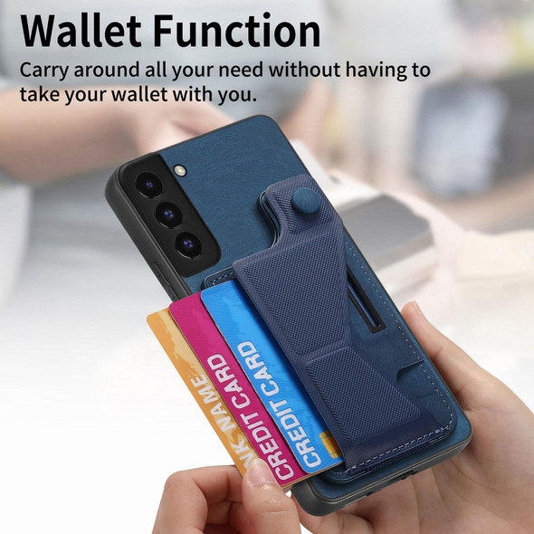 For Samsung Galaxy S22+ 5G II K-shaped Slide Holder Card Slot Phone Case(Brown)