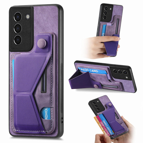 For Samsung Galaxy S21+ 5G II K-shaped Slide Holder Card Slot Phone Case(Purple)