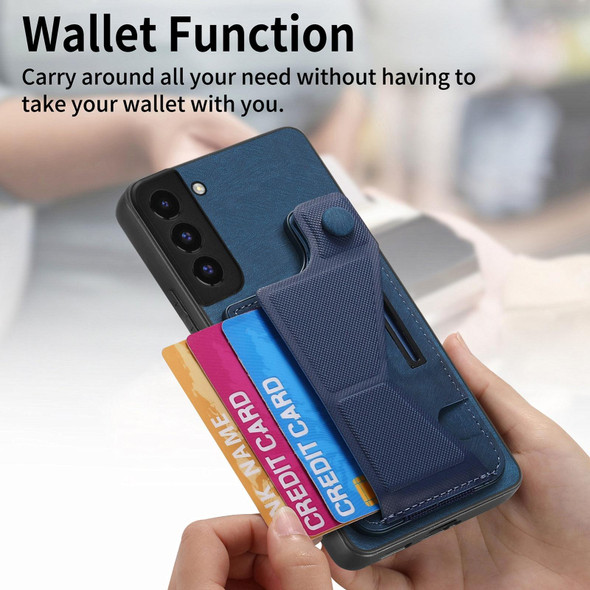 For Samsung Galaxy S22+ 5G II K-shaped Slide Holder Card Slot Phone Case(Purple)