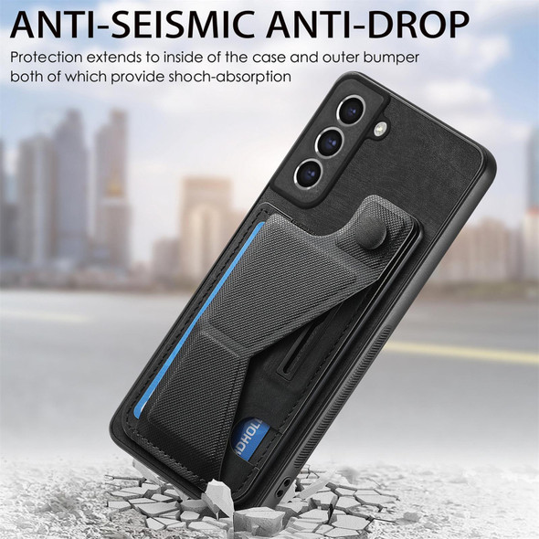 For Samsung Galaxy S21 FE 5G II K-shaped Slide Holder Card Slot Phone Case(Black)