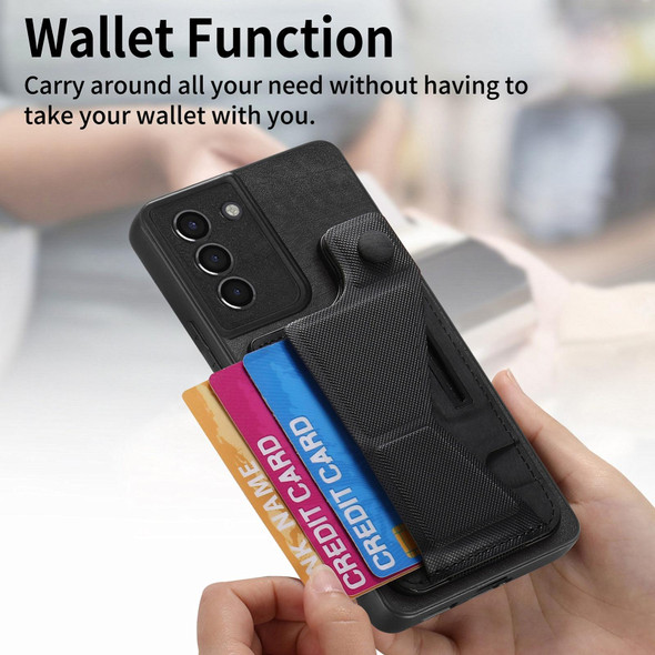 For Samsung Galaxy S21+ 5G II K-shaped Slide Holder Card Slot Phone Case(Black)
