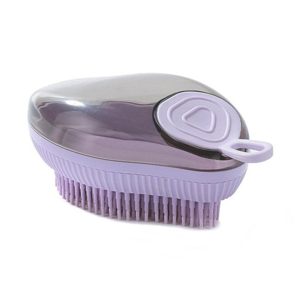 Dog Cleaning Supply Fillable Shower Gel Type Cats Dog Massage Bathing Brush, Style: Fine End (Purple)