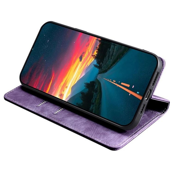 For OPPO Reno11 F 5G RFID Anti-theft Brush Magnetic Leather Phone Case(Purple)