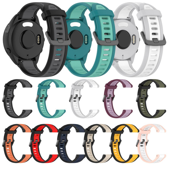 For Garmin Forerunner 245 / 245 Music 20mm Two Color Textured Silicone Watch Band(Grey+Black)