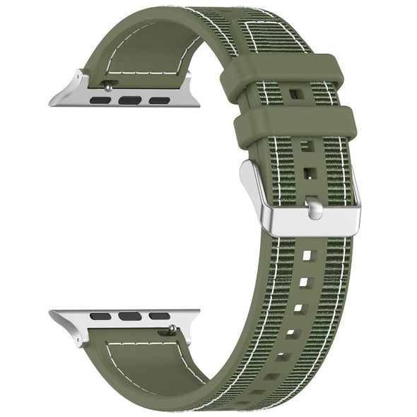 For Apple Watch SE 40mm Ordinary Buckle Hybrid Nylon Braid Silicone Watch Band(Green)