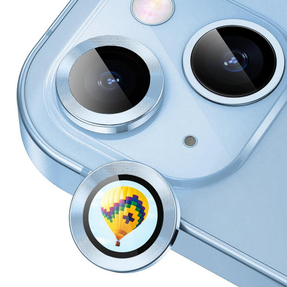 For iPhone 14 / 14 Plus ENKAY Hat-Prince AR 9H Rear Lens Aluminium Alloy Tempered Glass Film(Sierra Blue)