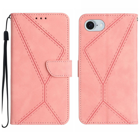 For iPhone SE 2024 Stitching Embossed Leather Phone Case(Pink)
