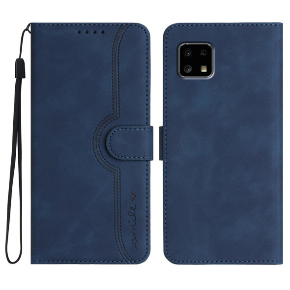 For Sharp Aquos sense4 4G/5G/Sense4 Lite Heart Pattern Skin Feel Leather Phone Case(Royal Blue)