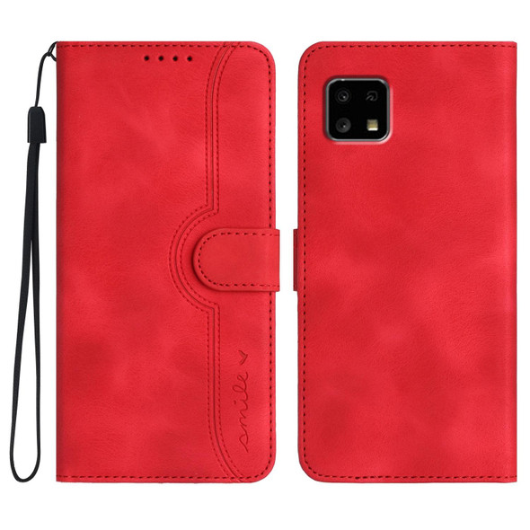 For Sharp Aquos sense4 4G/5G/Sense4 Lite Heart Pattern Skin Feel Leather Phone Case(Red)