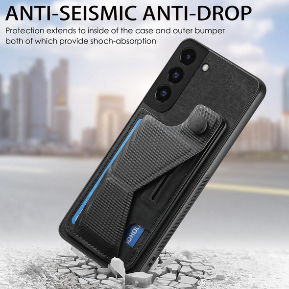 For Samsung Galaxy S22+ 5G II K-shaped Slide Holder Card Slot Phone Case(Green)