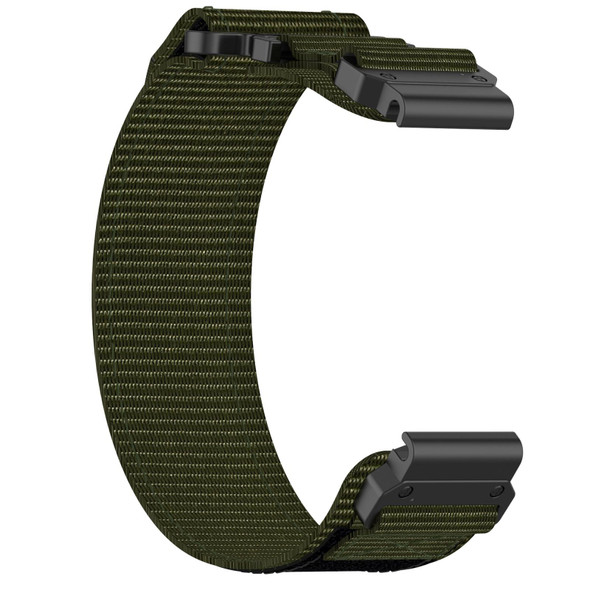 For Garmin Fenix 6X Sapphire 26mm Nylon Hook And Loop Fastener Watch Band(Army Green)