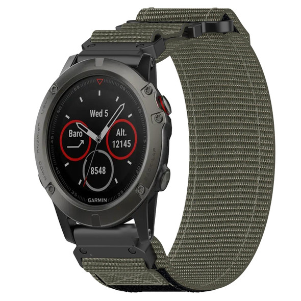 For Garmin Fenix 5X Sapphire 26mm Nylon Hook And Loop Fastener Watch Band(Grey)