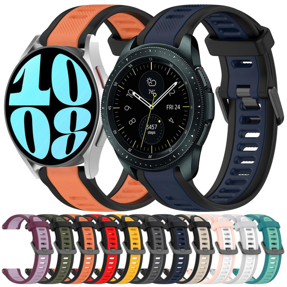 For Samsung  Galaxy Watch 4 Classic 46mm 20mm Two Color Textured Silicone Watch Band(Midnight Blue+Black)