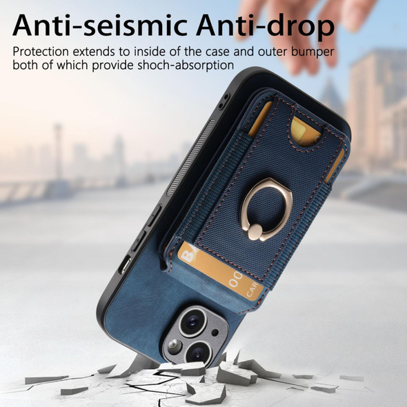 For iPhone 14 Retro Splitable Magnetic Stand Card Bag Leather Phone Case(Blue)