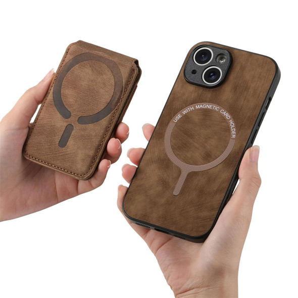 For iPhone 15 Pro Retro Splitable Magnetic Stand Card Bag Leather Phone Case(Brown)