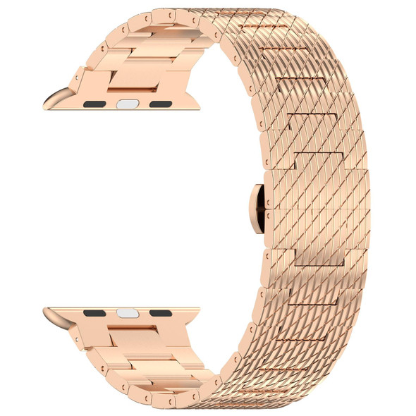 For Apple Watch 38mm Twill Stainless Steel Watch Band(Rose Gold)