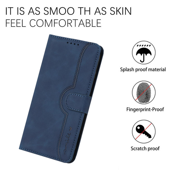 For vivo Y35 4G Global/Y22s 4G Global Heart Pattern Skin Feel Leather Phone Case(Royal Blue)