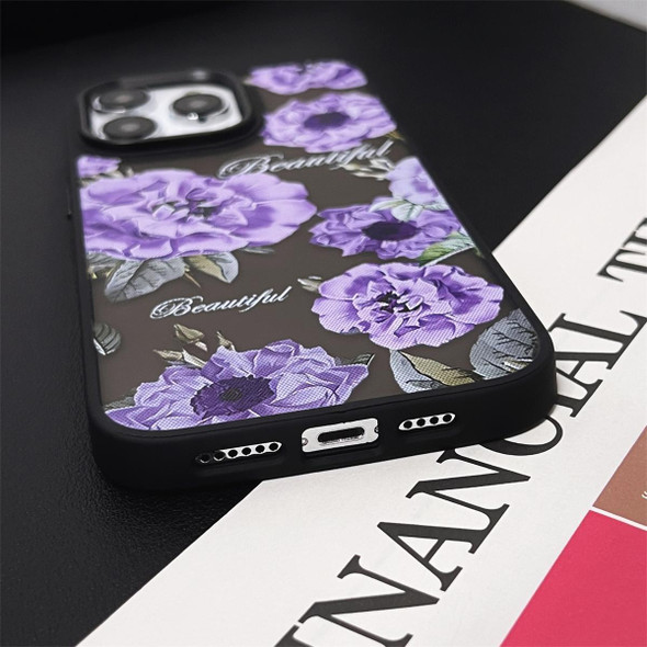 For iPhone 12 Pro Max Skin Feel Matte TPU+PC Shockproof Phone Case(Purple Flower)