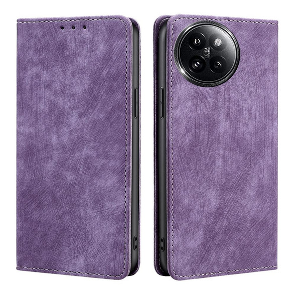 For Xiaomi Civi 4 Pro RFID Anti-theft Brush Magnetic Leather Phone Case(Purple)